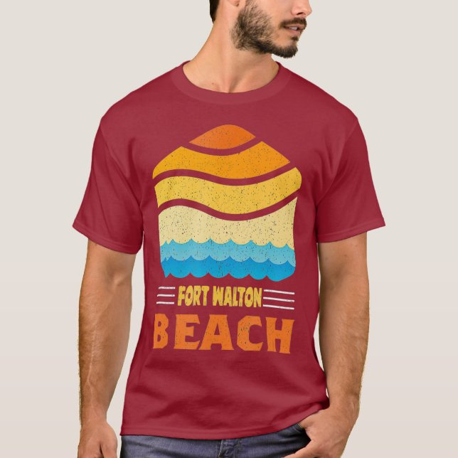 Camiseta Fort Walton Beach Florida - Ondas de época (Anverso)