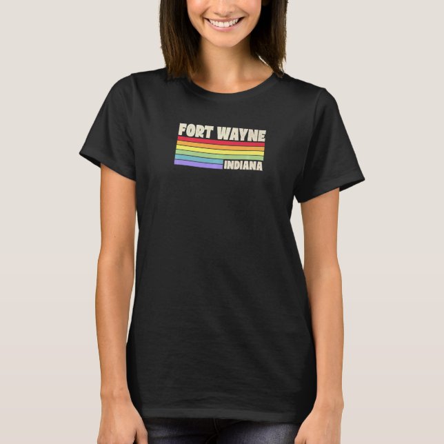 Camiseta Fort Wayne Indiana Orgullo de arcoiris Bandera Gay (Anverso)