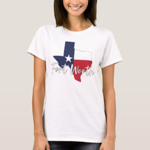 Camiseta Fort Worth, Texas Flag Map Women's White