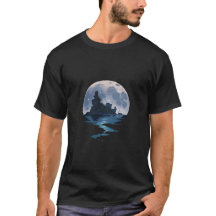 Fortaleza de la isla iluminada por la luna y mar