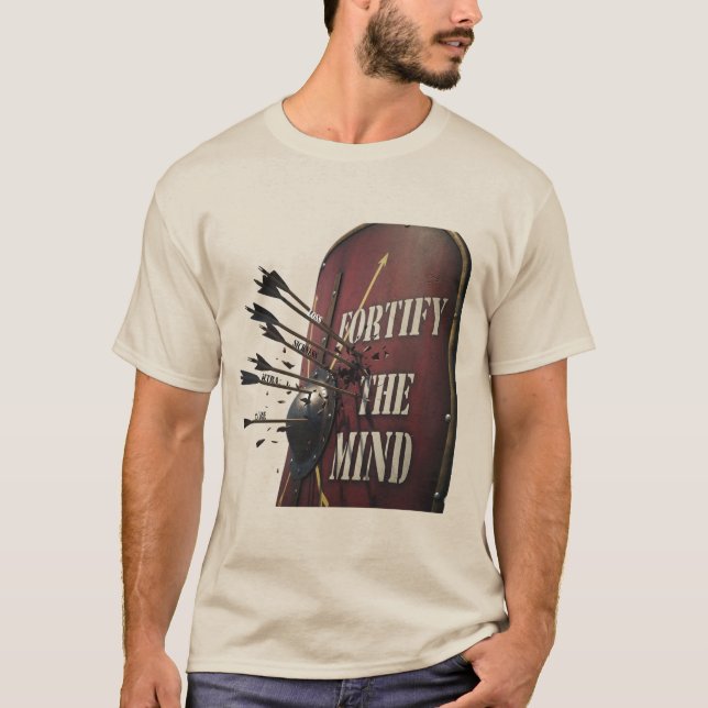 Camiseta Fortify The Mind | Stoic Roman Shield Motivational (Anverso)