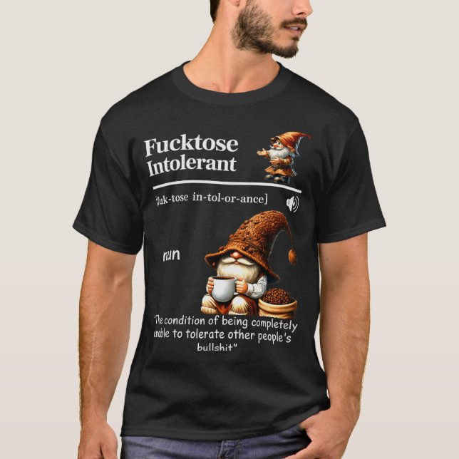 Camiseta Fortose Intolerant Definition Funny Gnome Coffee  (Anverso)