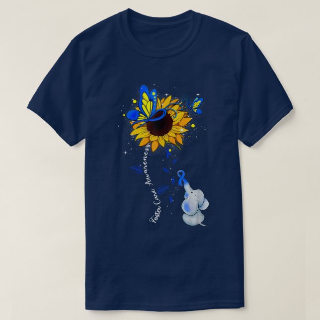 Camiseta Foster Care Awareness Sunflower Elephant Men Women (Diseño del anverso)
