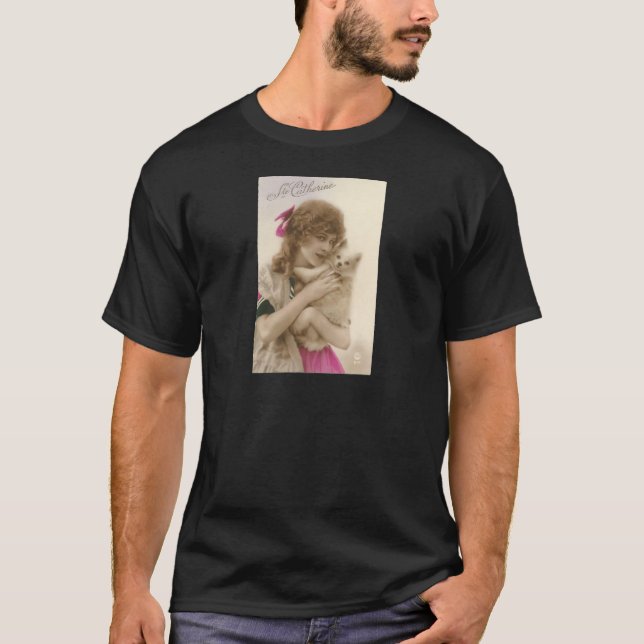 Camiseta Foto antigua: mujer victoriana y perro (Anverso)