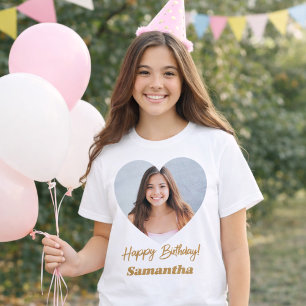 Camiseta Foto corazón nombre cumpleaños