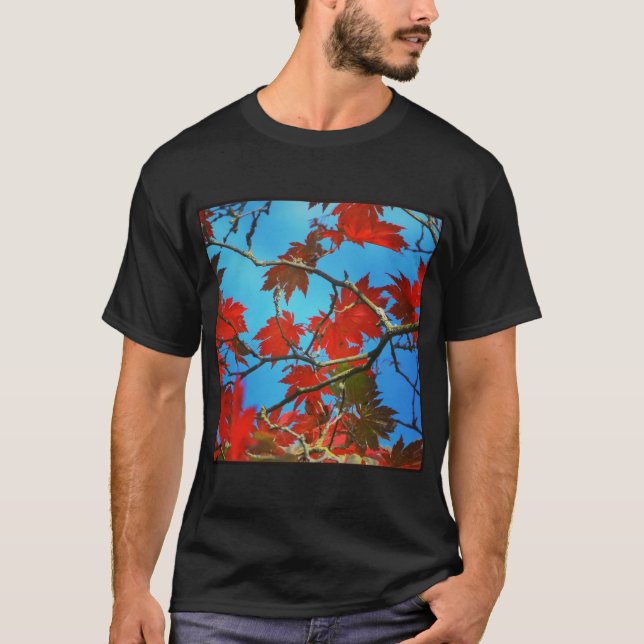 Camiseta Foto cuadrada - Hojas de otoño rojas (Anverso)