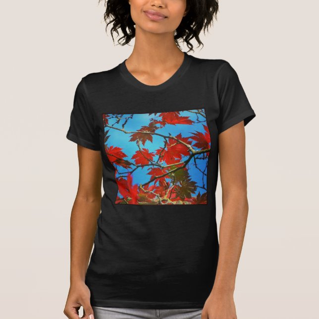 Camiseta Foto cuadrada - Hojas de otoño rojas (Anverso)