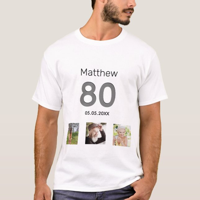 Camiseta foto cumpleaños 80 hombres fiesta (Anverso)