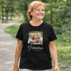 Camiseta Foto de Abuela Establecida con Letra