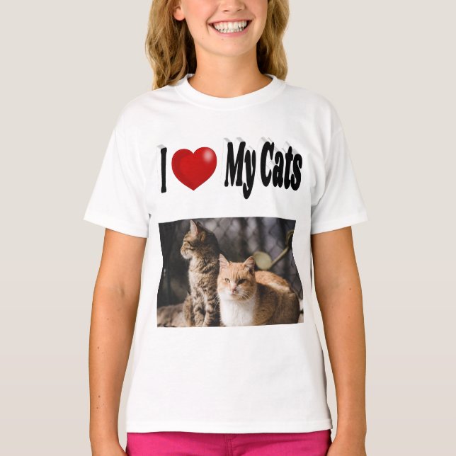 Camiseta Foto de amo a mis gatos (Anverso)