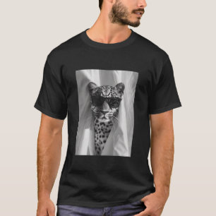 Camiseta Foto de animal tropical de leopardo lindo con gafa