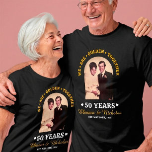 Camiseta Foto de aniversario de bodas de oro número 50 Gold