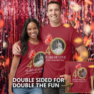 Camiseta foto de aniversario de rubí de 40 años entonces y
