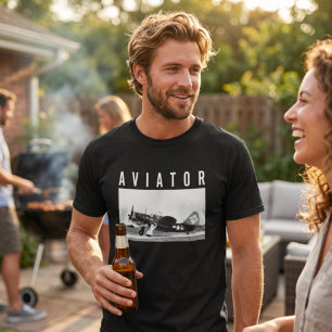Camiseta Foto de aviación en blanco y negro de avión antigu