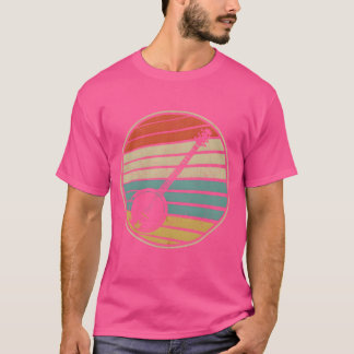 Camiseta Foto de banjo lindo sol retro vintage 70S 80S blue