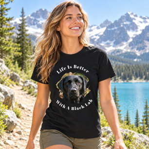 Camiseta Foto de Black Lab La vida es mejor mujeres