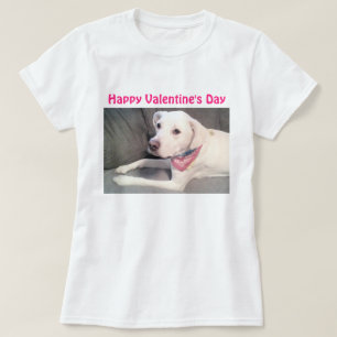 Camiseta Foto de cachorro blanco lindo día de San Valentín