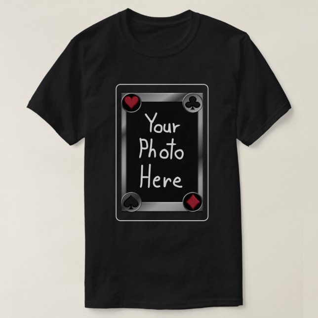 Camiseta Foto de carta de póquer negra (Diseño del anverso)