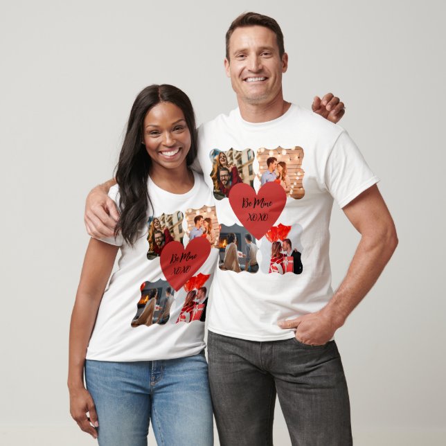 Camiseta Foto de collage de Día de San Valentín personaliza (Unisexo)
