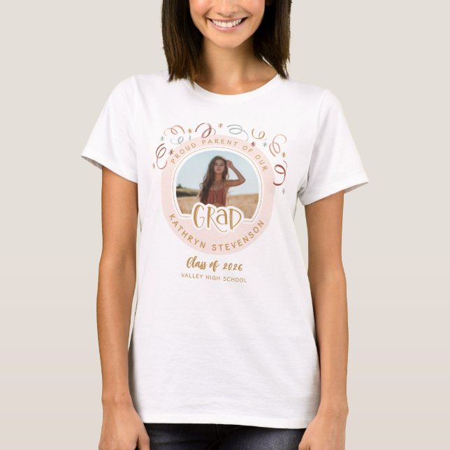 Camiseta Foto de Confeti Personalizada Orgulloso Padre Clas (Anverso)