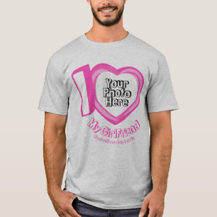 Camiseta Foto de corazón rosa amo a mi novia