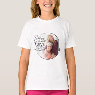 Camiseta Foto de cumpleaños con caligrafía minimalista para