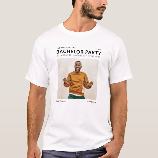 Camiseta Foto de Despedida de Soltero Moderna Simple (Anverso)