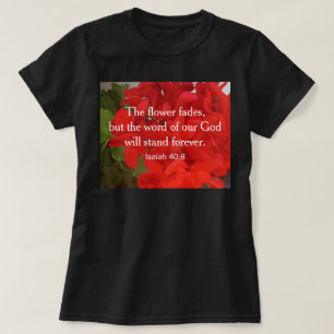 Camiseta Foto de flores rojas vívidas con la Biblia contra 