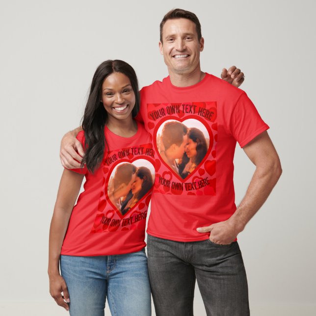 Camiseta Foto de forma de corazón rojo personalizado (Unisexo)