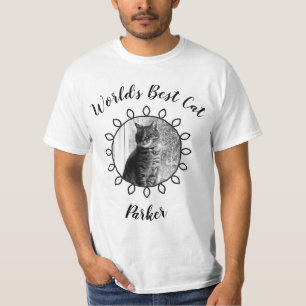 Camiseta Foto de gato con marco decorado y tu texto