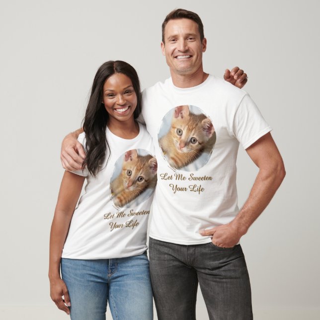 Camiseta Foto de gato dulce, Texto, Reemplazable, (Unisexo)