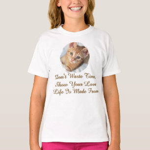 Camiseta Foto de gato Texto, reemplazable,