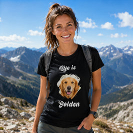 Camiseta Foto de Golden Retriever La Vida es Dorada Mujer N