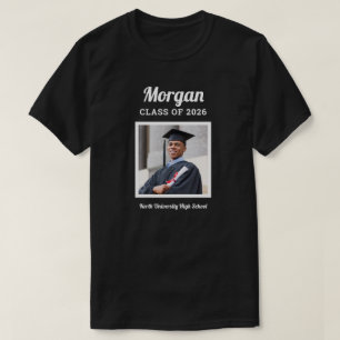 Camiseta Foto de graduación personalizada en negro de la pr