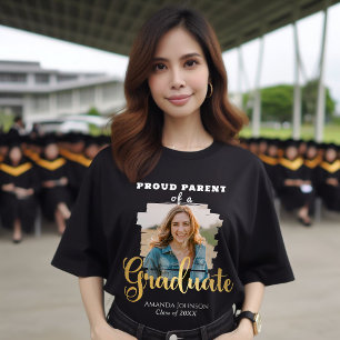 Camiseta Foto de graduado de oro de padre orgulloso moderno