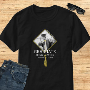 Camiseta Foto de graduado elegante en blanco y negro Nombre