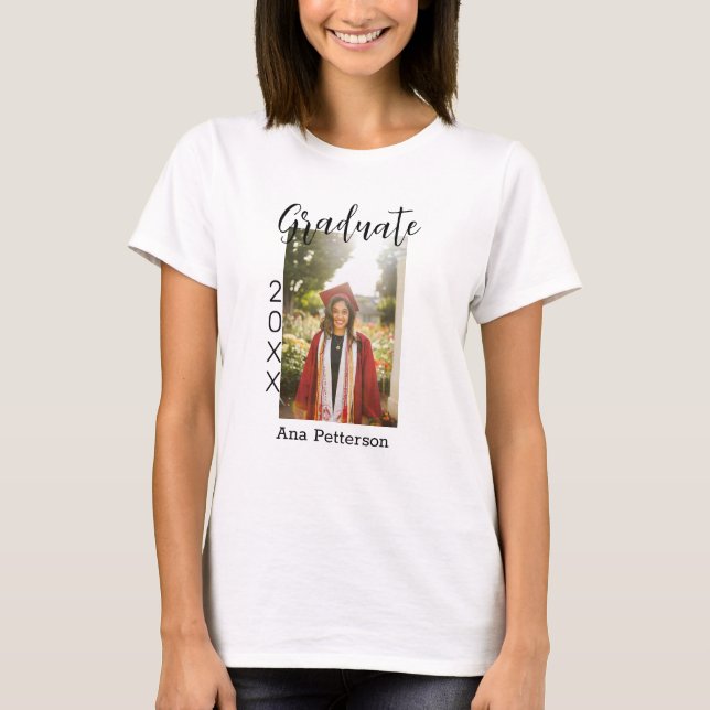 Camiseta Foto de graduado moderno clásico añadir nombre de  (Anverso)