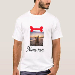 Camiseta Foto de hueso de perro rojo regalos simples nombre