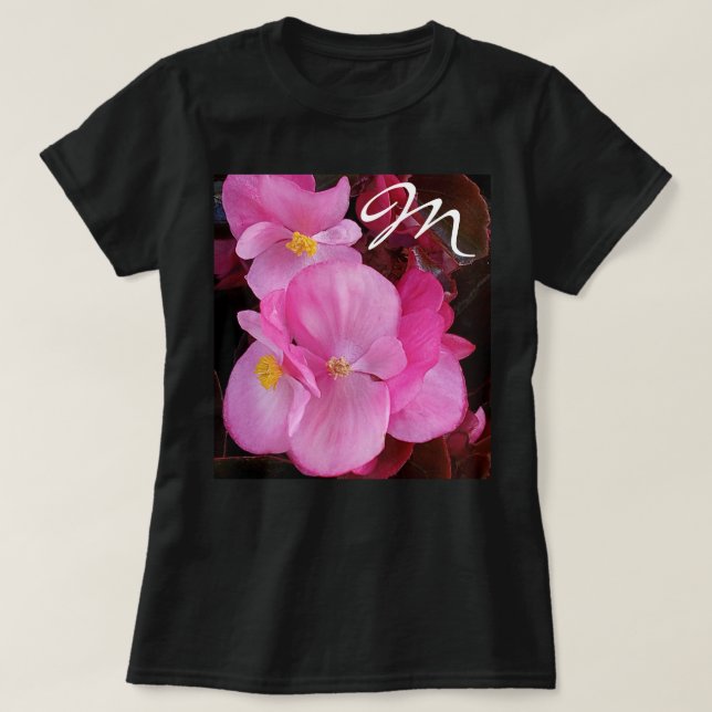 Camiseta Foto de la bella flor rosa Fancy Inicial (Diseño del anverso)