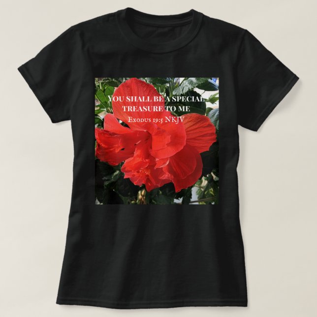 Camiseta Foto de la Biblia Naranja Doble Hibiscus Flower Ve (Diseño del anverso)