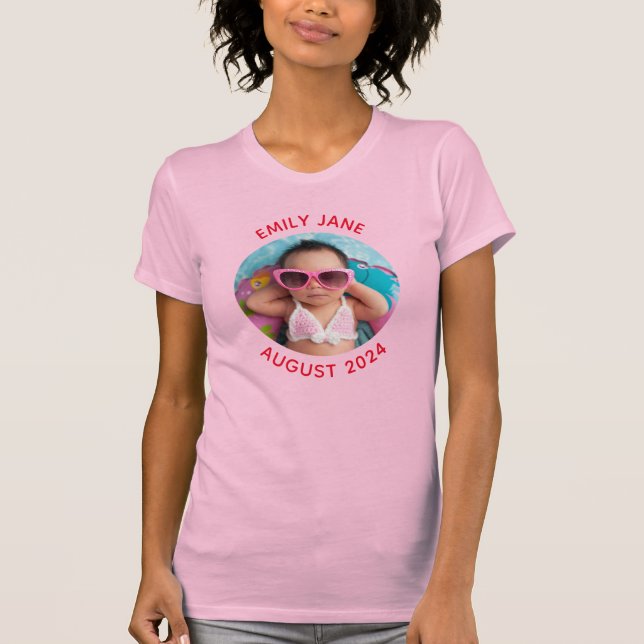 Camiseta Foto de la familia redonda personalizada roja (Anverso)