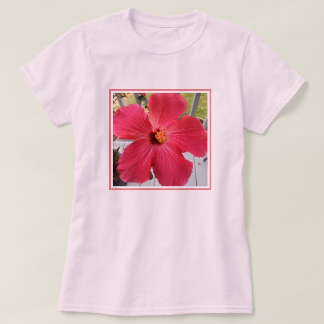 Camiseta Foto de la hermosa flor rosada de Hibiscus (Diseño del anverso)