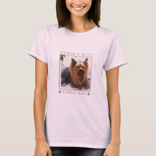 Camiseta Foto de la mejor pintura gris rosa de mamá yorkie