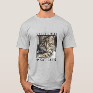 Camiseta Foto de mascota con huellas de gato papá del mundo