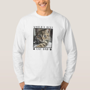 Camiseta Foto de mascota con huellas de gato papá del mundo