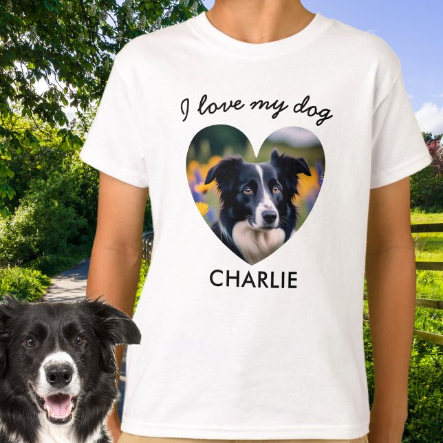 Camiseta Foto de Mascota Personalizado "Amo a mi perro" en  (A t-shirt for dog lovers, to personalize with photo and name of pet)