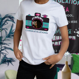 Camiseta Foto de moda para el grado Verde azulado rosa negr