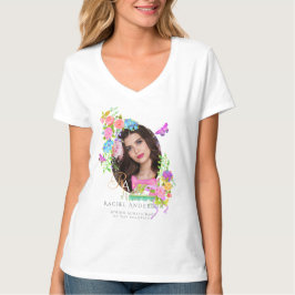 Camiseta Foto de monograma floral de cinta de mascar