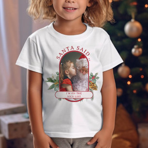 Camiseta Foto de Navidad de niños en la lista buena de Sant