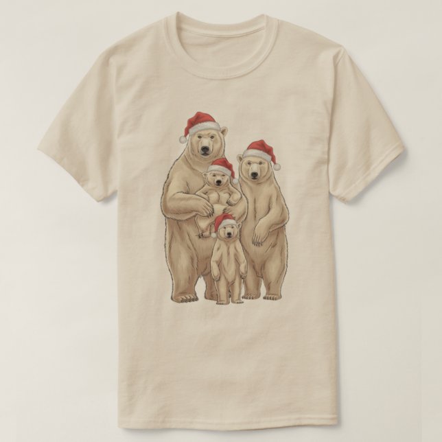 Camiseta Foto de navidades de una familia de osos polares (Diseño del anverso)